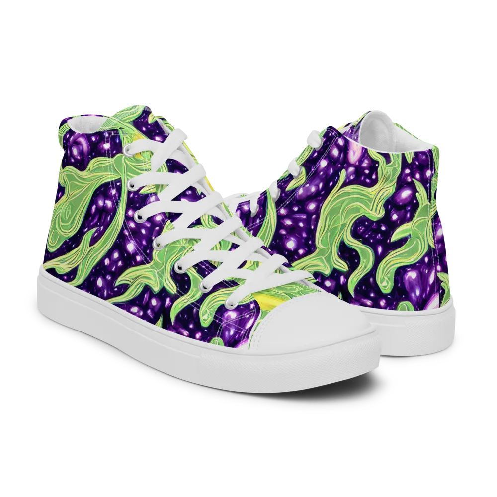 Amethyst Vine on Men's High Top Canvas Shoes — Right