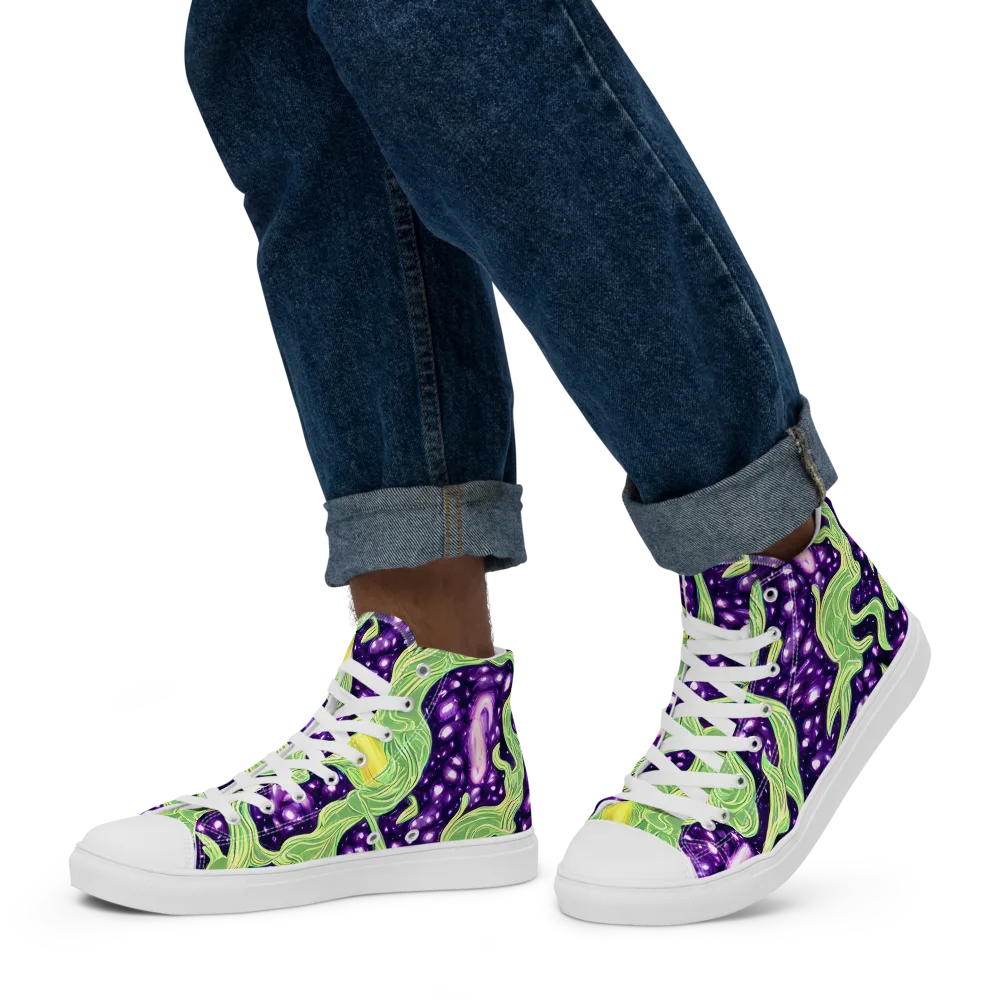 Amethyst Vine on Men's High Top Canvas Shoes — Left