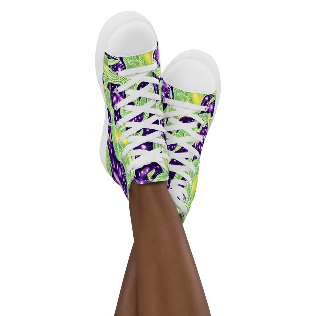 Amethyst Vine on Women's High Top Canvas Shoes — Front