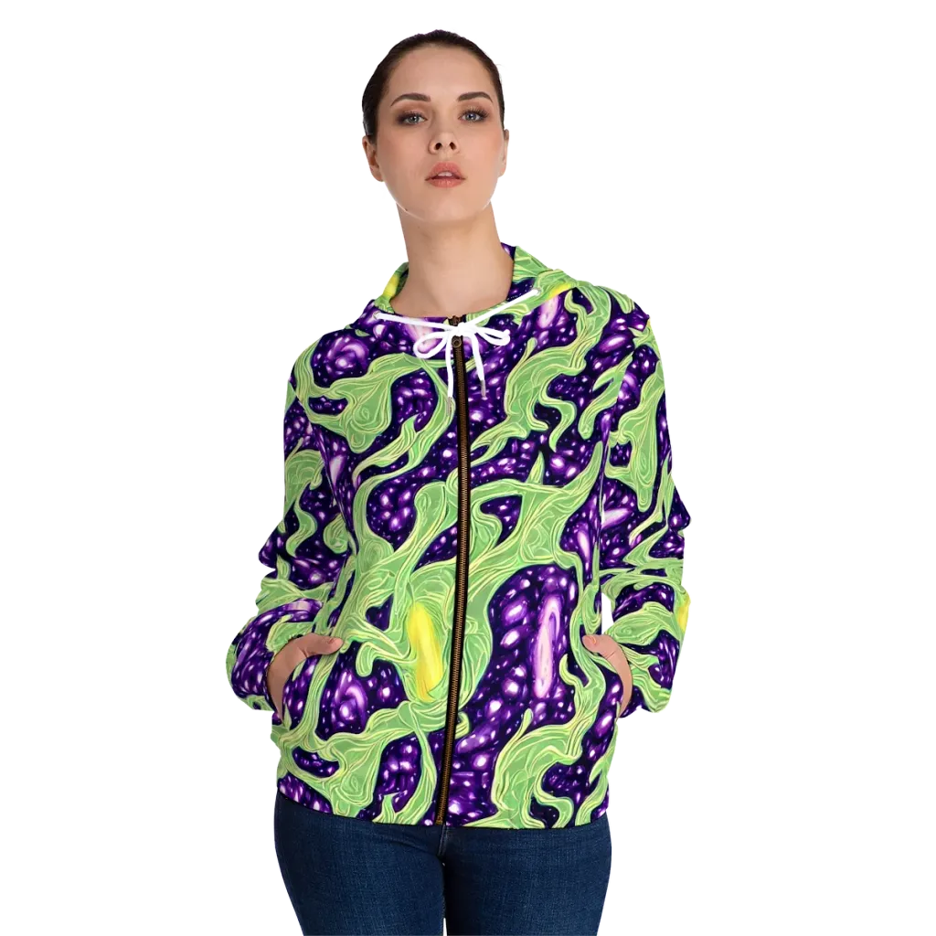 Amethyst Vine on Women's Full-Zip Hoodie — Front On Person