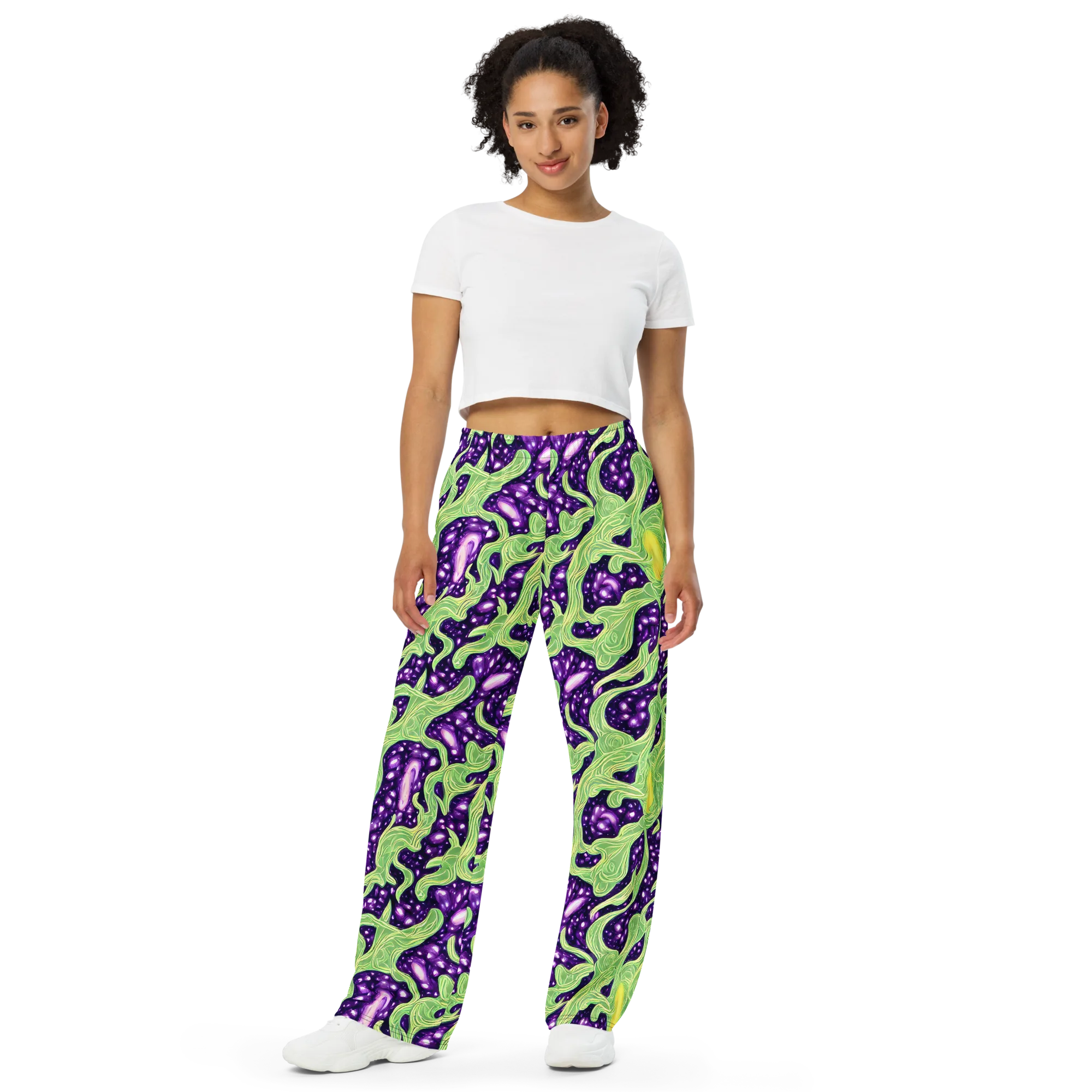 Amethyst Vine on Wide-Leg Pants — Front
