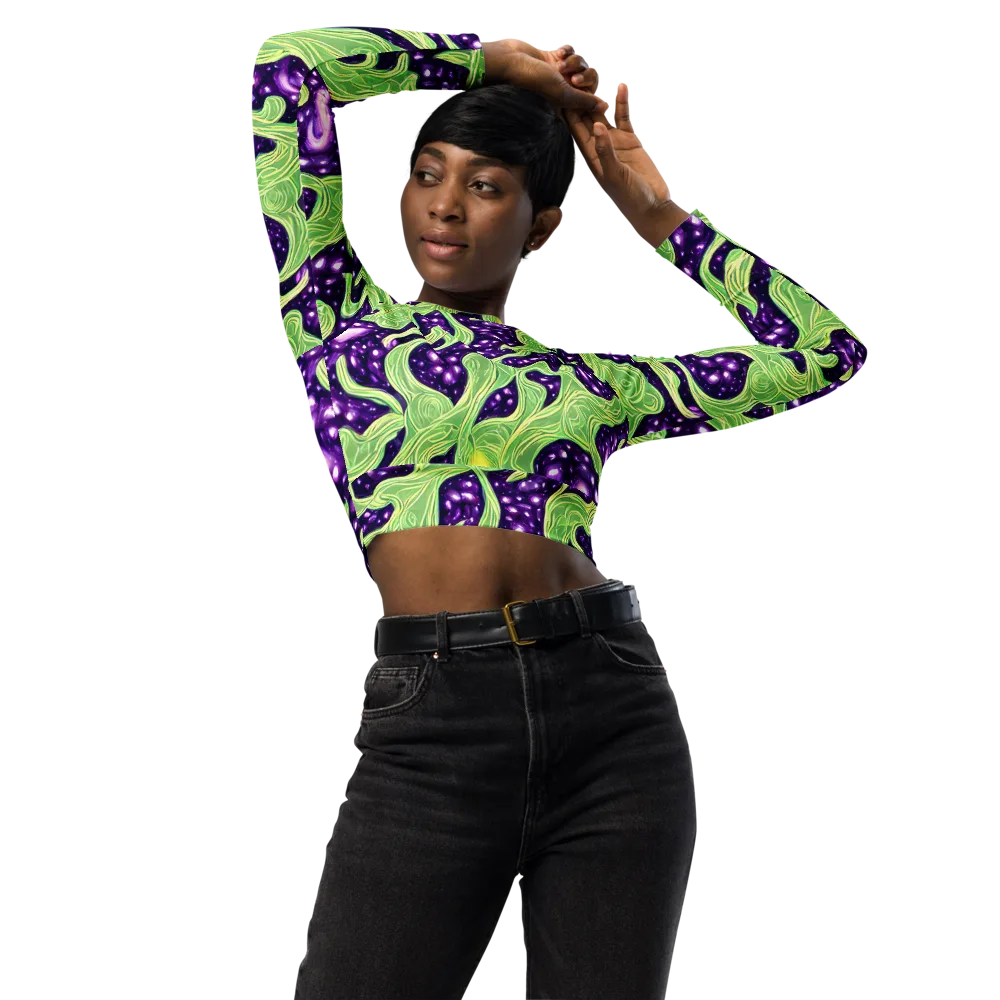 Amethyst Vine on Long Sleeve Crop Top — Front