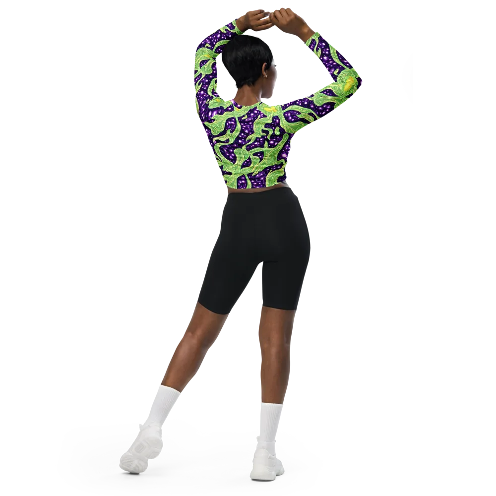 Amethyst Vine on Long Sleeve Crop Top — Back