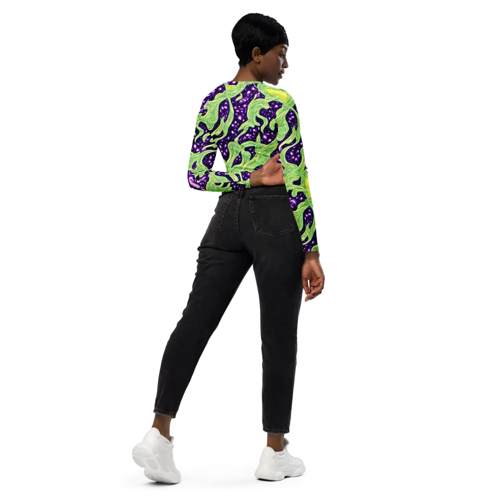 Amethyst Vine on Long Sleeve Crop Top — Right Back