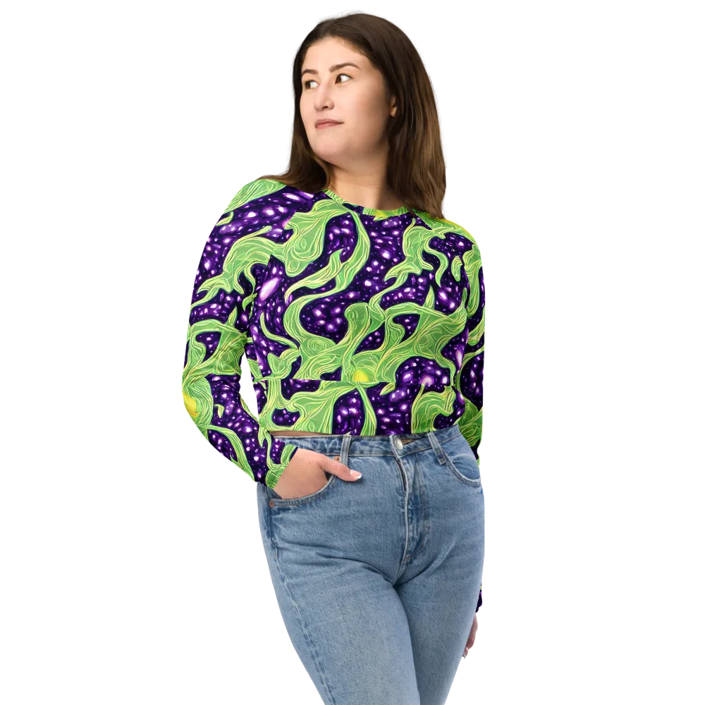 Amethyst Vine on Long Sleeve Crop Top — Front