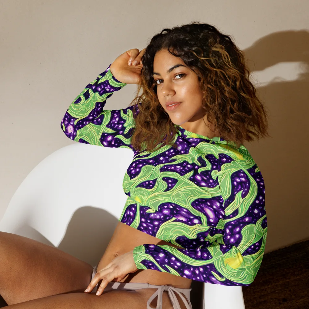 Amethyst Vine on Long Sleeve Crop Top — Left Front