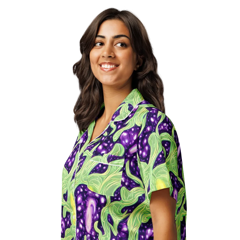 Amethyst Vine on Women's Short Sleeve Pajama Top — Left Front
