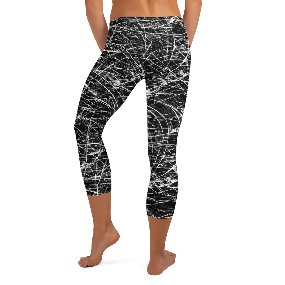 Whitewire Maze on Capri Leggings — Back
