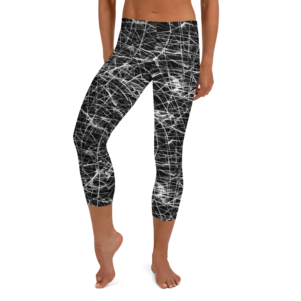 Whitewire Maze on Capri Leggings — Front