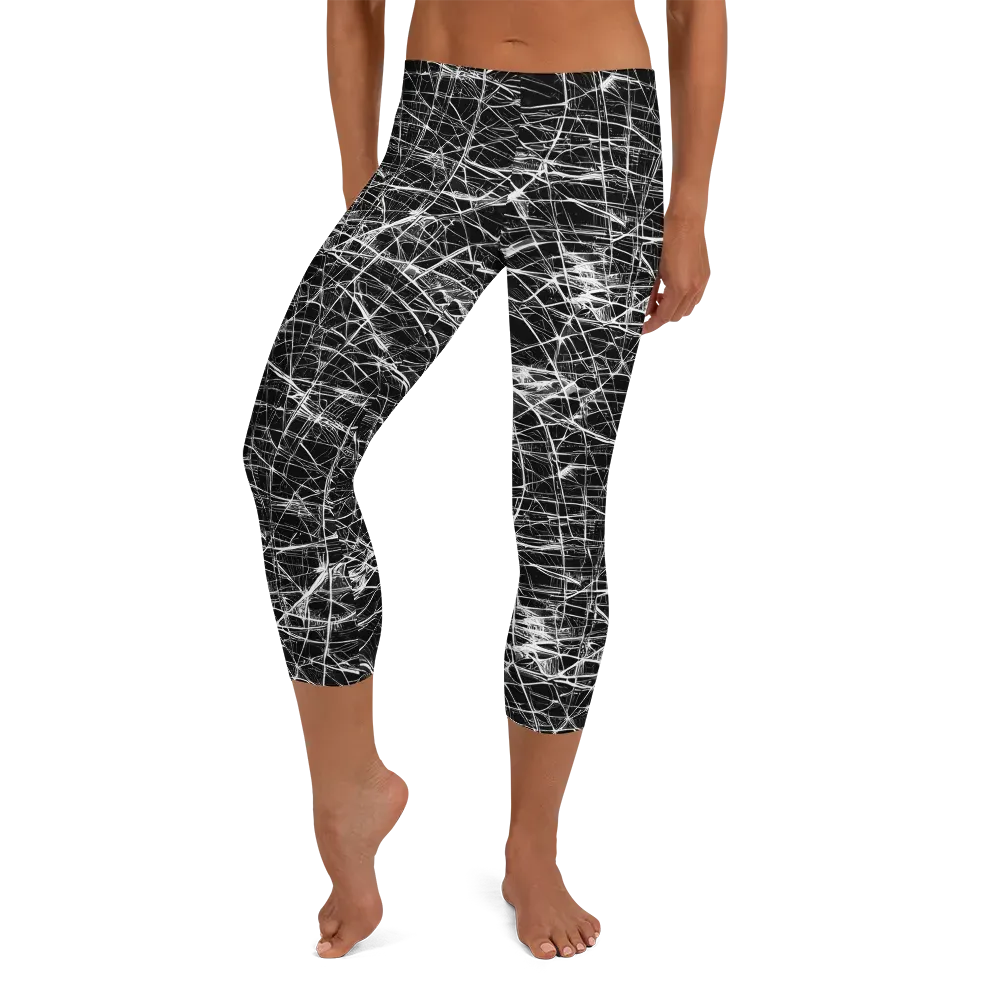 Whitewire Maze on Capri Leggings — Front