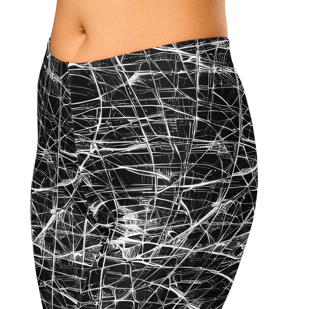 Whitewire Maze on Capri Leggings — Zoomed-in