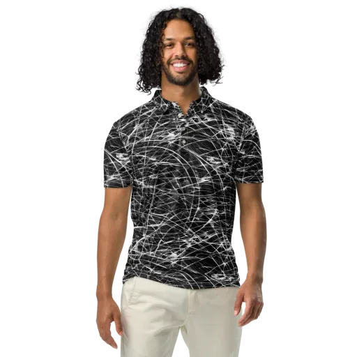 Whitewire Maze on a Men's Slim Fit Polo Shirt