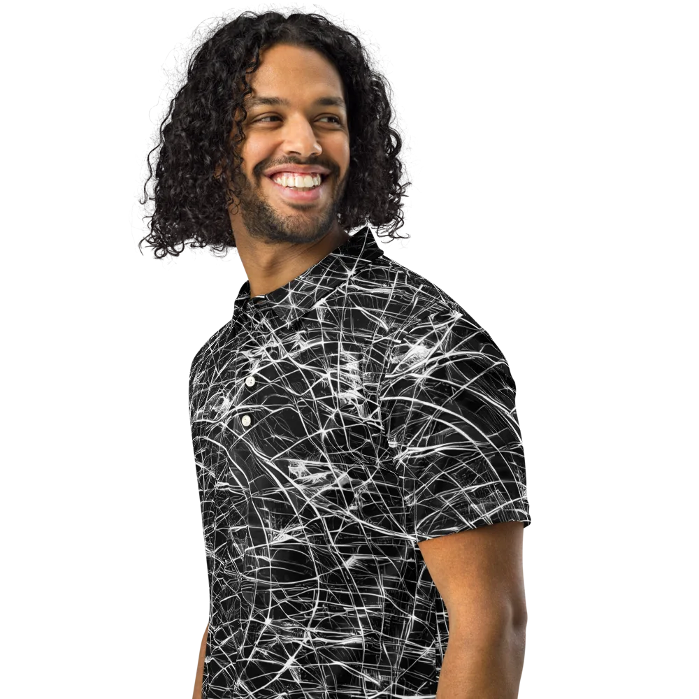 Whitewire Maze on Men's Slim Fit Polo Shirt — Left Front