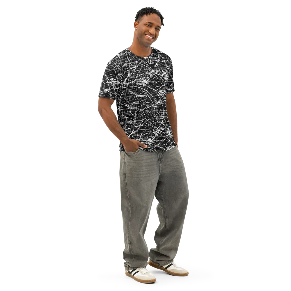 Whitewire Maze on Men's Cotton Crew Neck T-Shirt — Right Front
