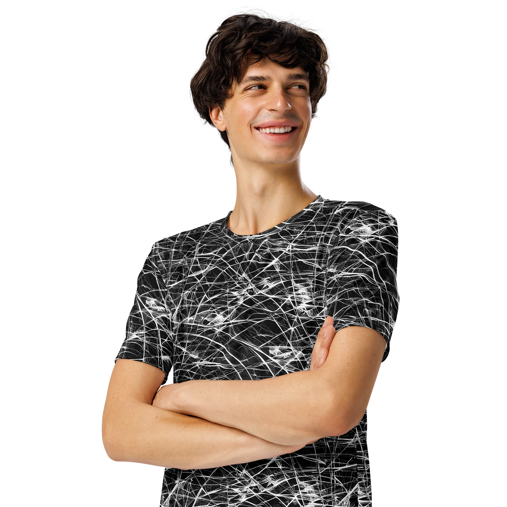 Whitewire Maze on Men's Crew Neck T-Shirt — Left Front