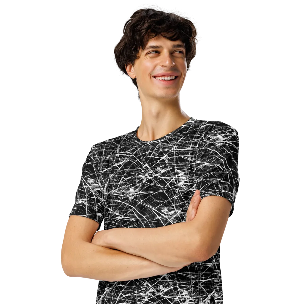 Whitewire Maze on Men's Crew Neck T-Shirt — Left Front