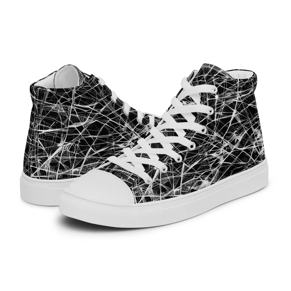 Whitewire Maze on Men's High Top Canvas Shoes — Left