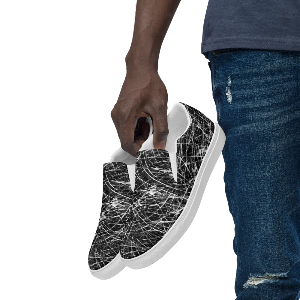 Whitewire Maze on Men's Slip-On Canvas Shoes — Left Front