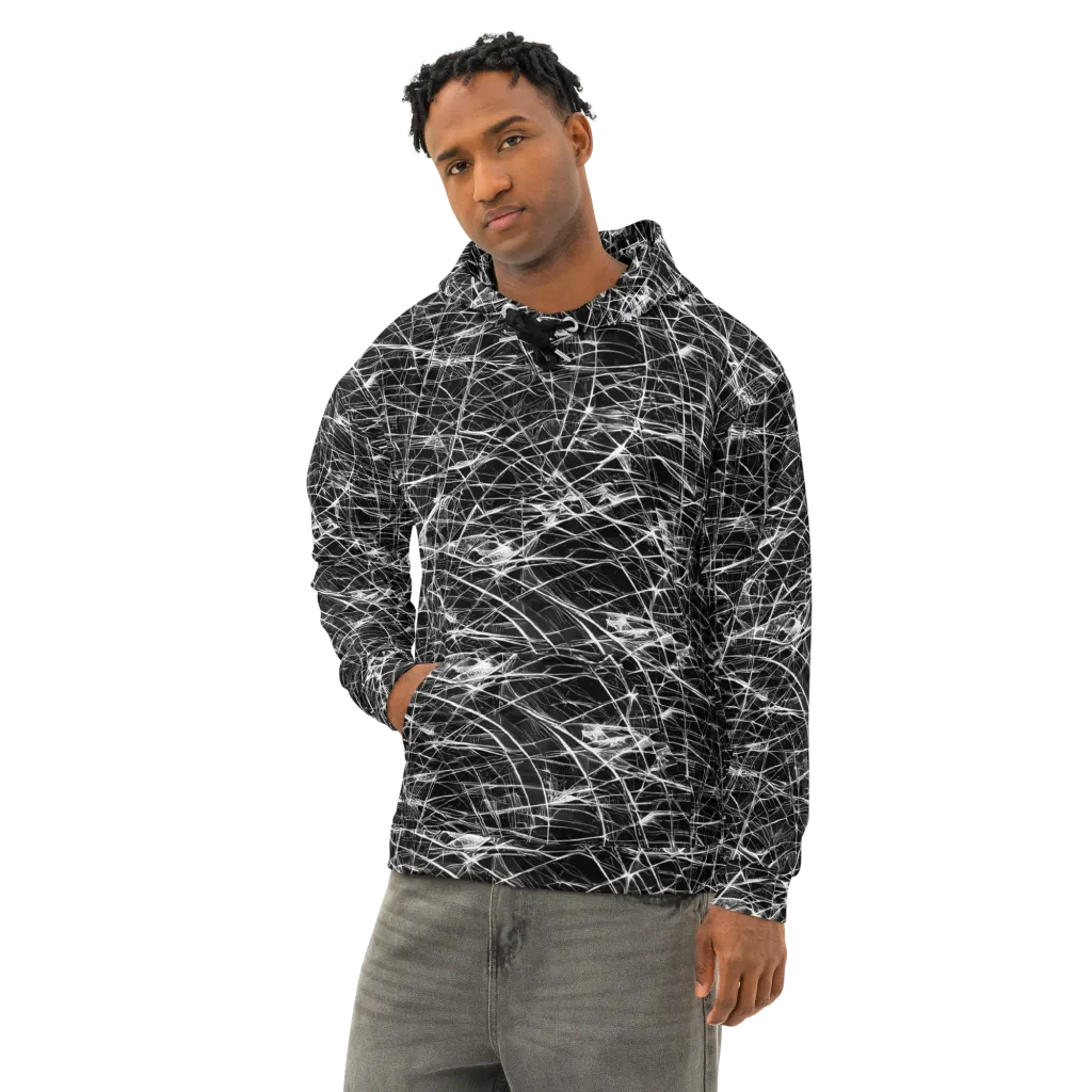 Whitewire Maze on Cotton Hoodie — Left Front