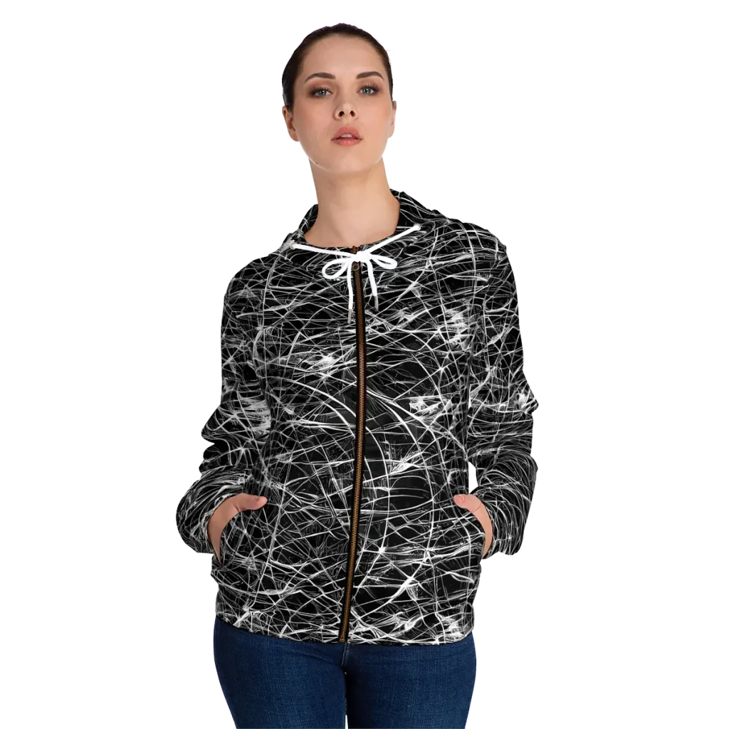 Whitewire Maze on Women's Full-Zip Hoodie — Front On Person