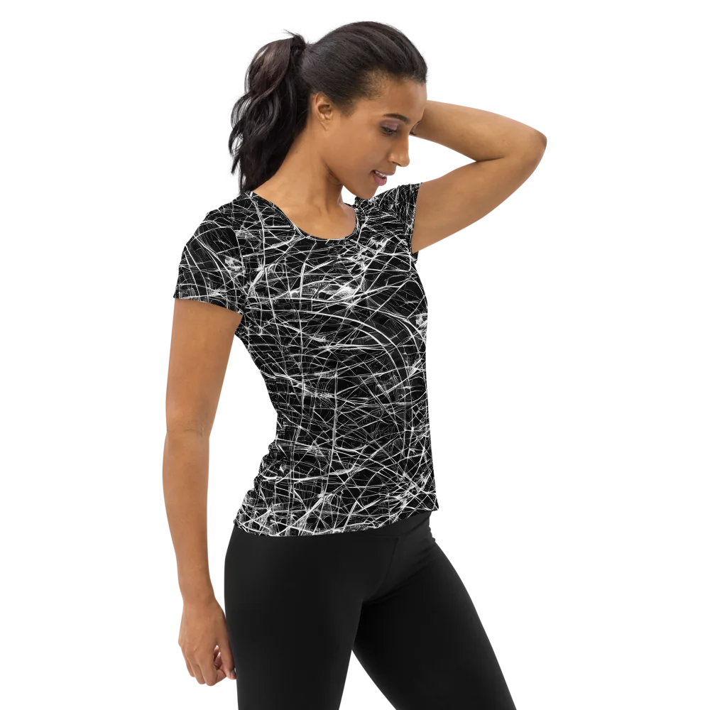 Whitewire Maze on Women's Athletic T-Shirt — Right