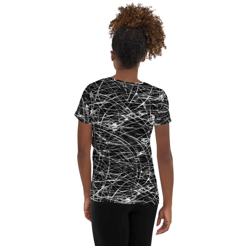 Whitewire Maze on Women's Athletic T-Shirt — Back