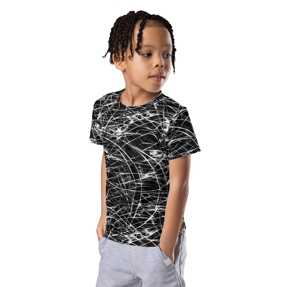 Whitewire Maze on Kids Crew Neck T-Shirt — Left Front