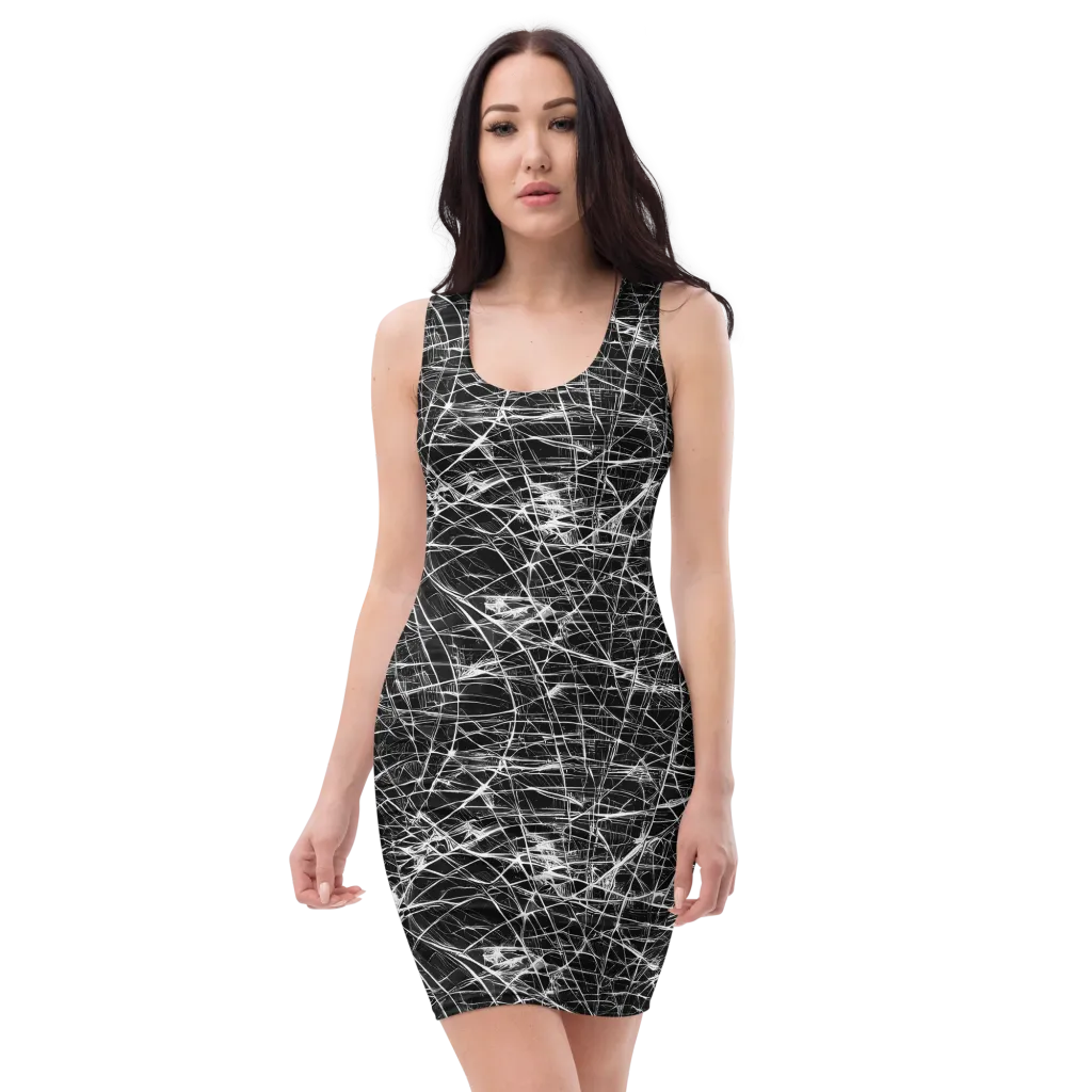 Whitewire Maze on Bodycon Dress — Front