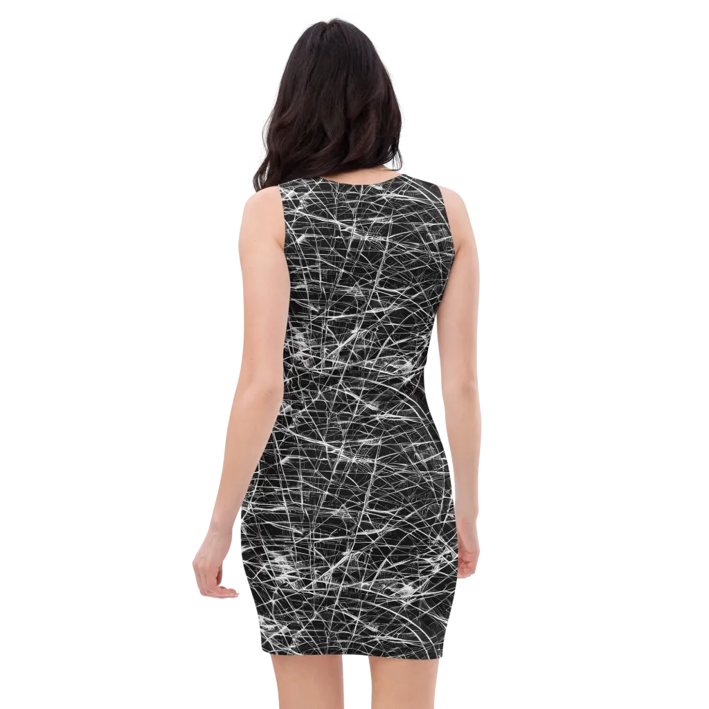 Whitewire Maze on Bodycon Dress — Back