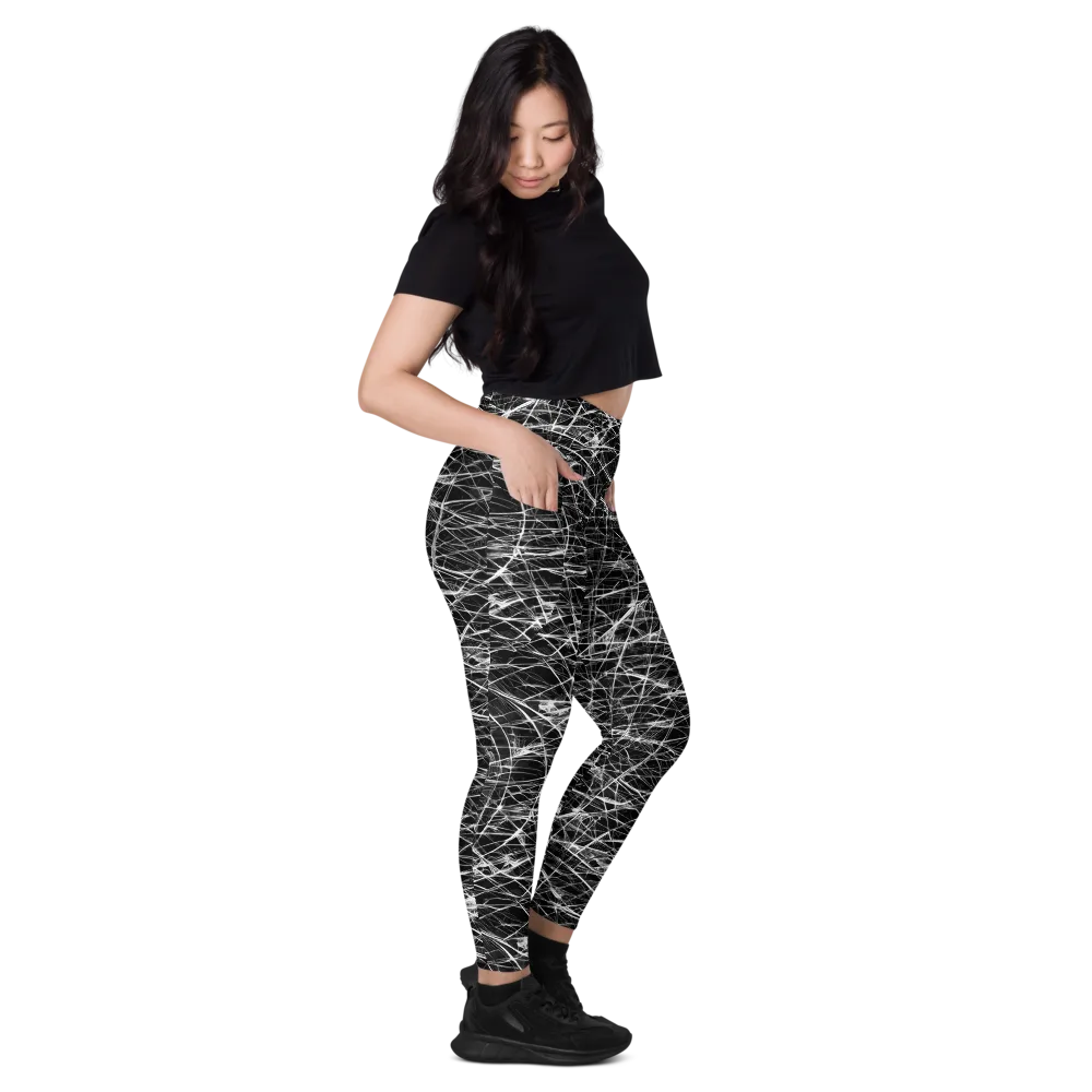 Whitewire Maze on Leggings with Pockets — Right
