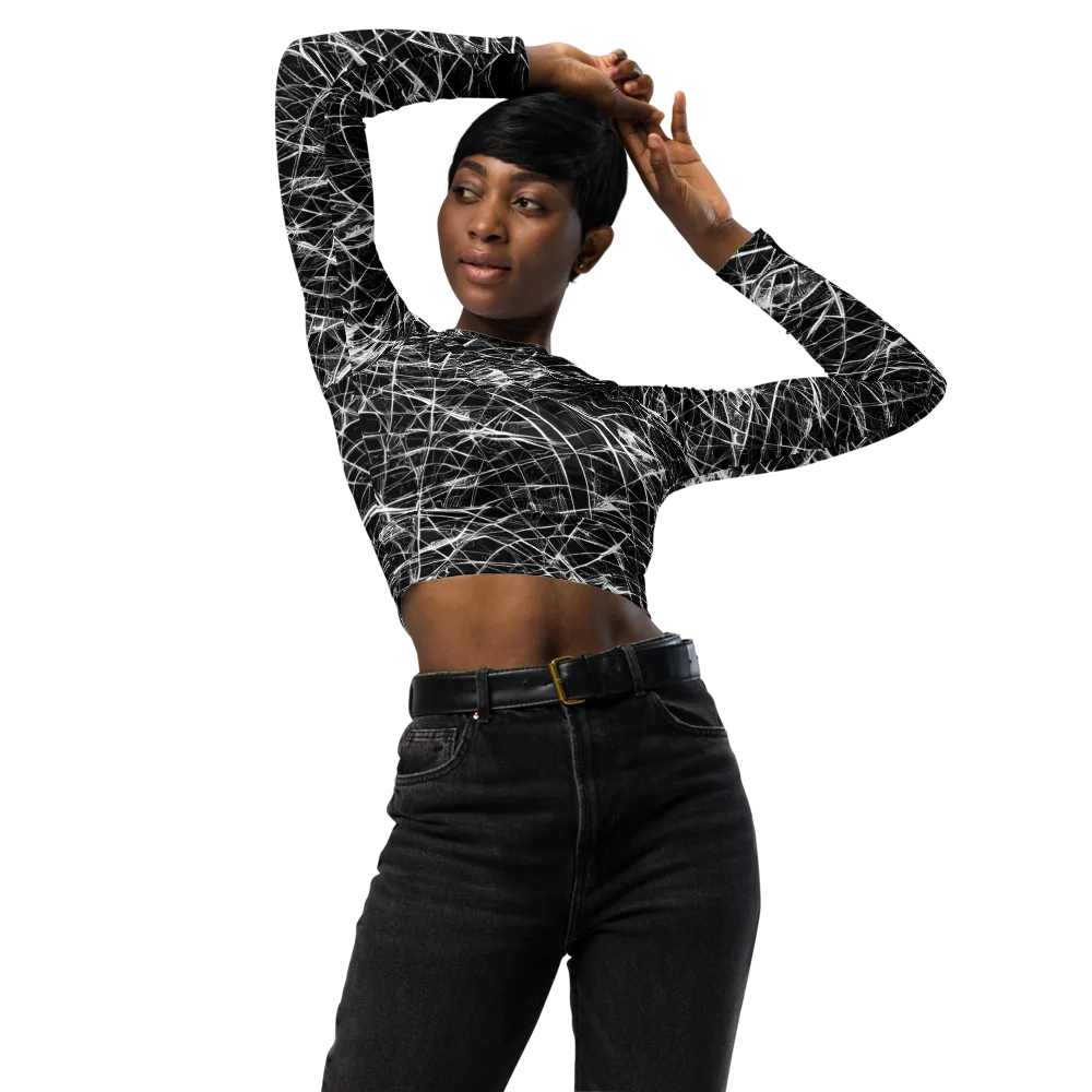 Whitewire Maze on Long Sleeve Crop Top — Front