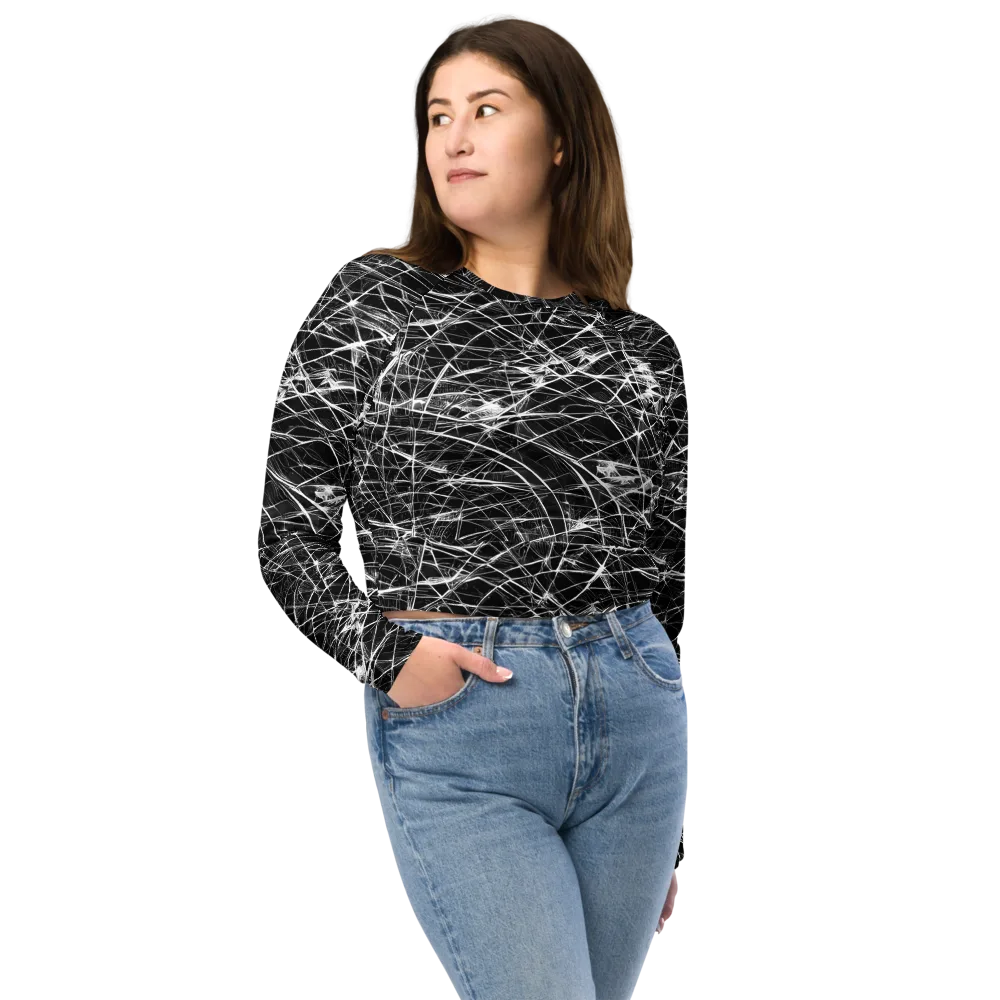 Whitewire Maze on Long Sleeve Crop Top — Front