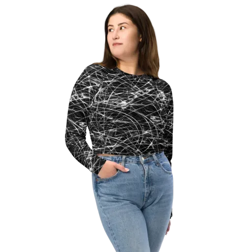 Whitewire Maze on a Long Sleeve Crop Top