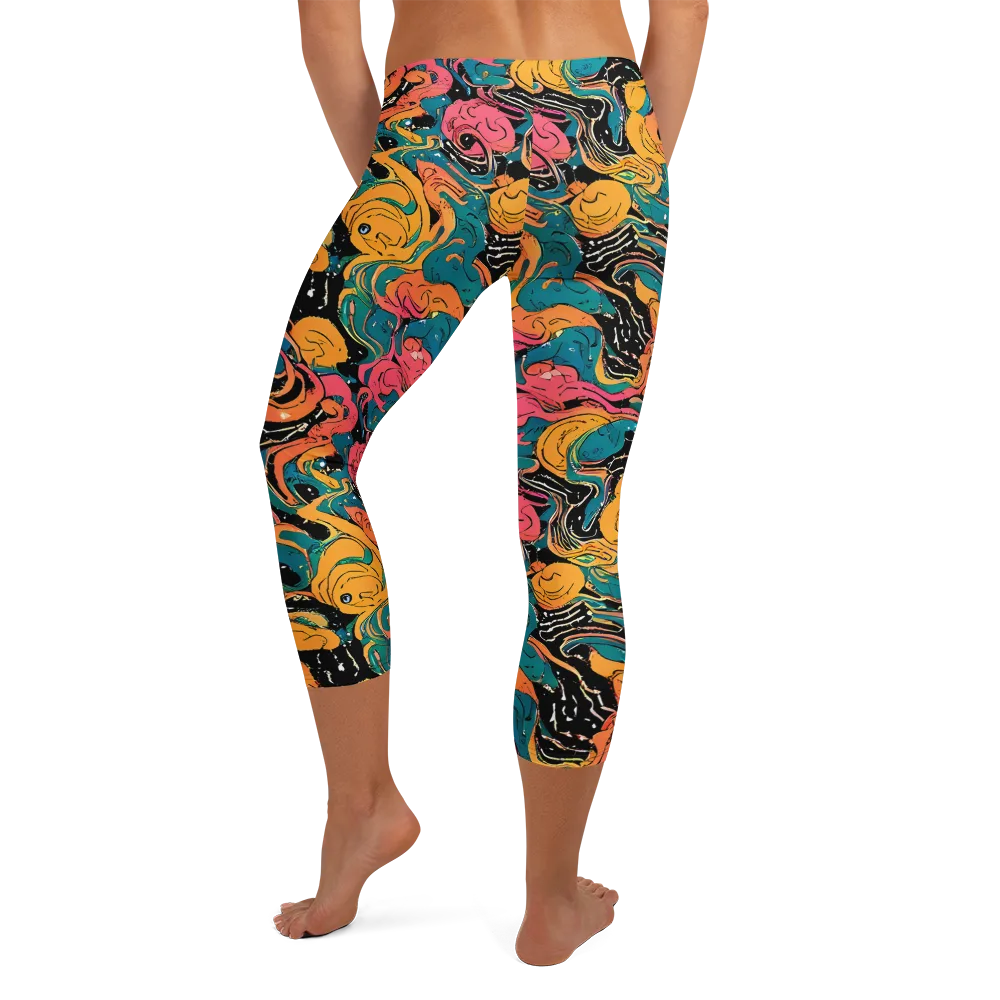 Ink Ocean on Capri Leggings — Back