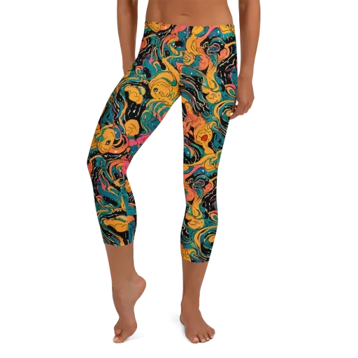 Ink Ocean on a Capri Leggings