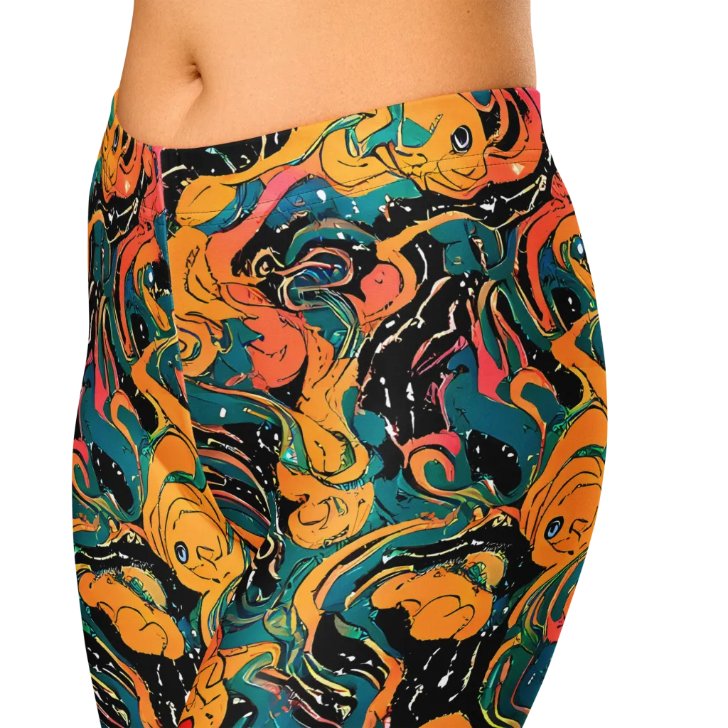 Ink Ocean on Capri Leggings — Zoomed-in