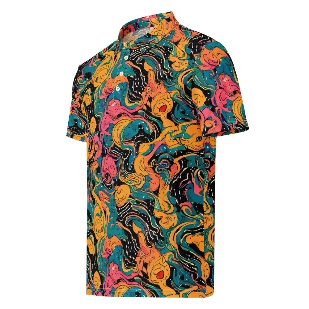 Ink Ocean on Men's Slim Fit Polo Shirt — Left Front