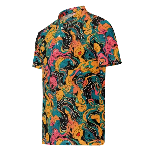Ink Ocean on a Men's Slim Fit Polo Shirt