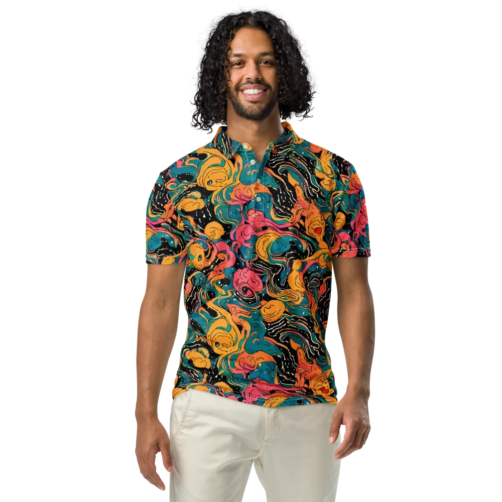 Ink Ocean on Men's Slim Fit Polo Shirt — Front