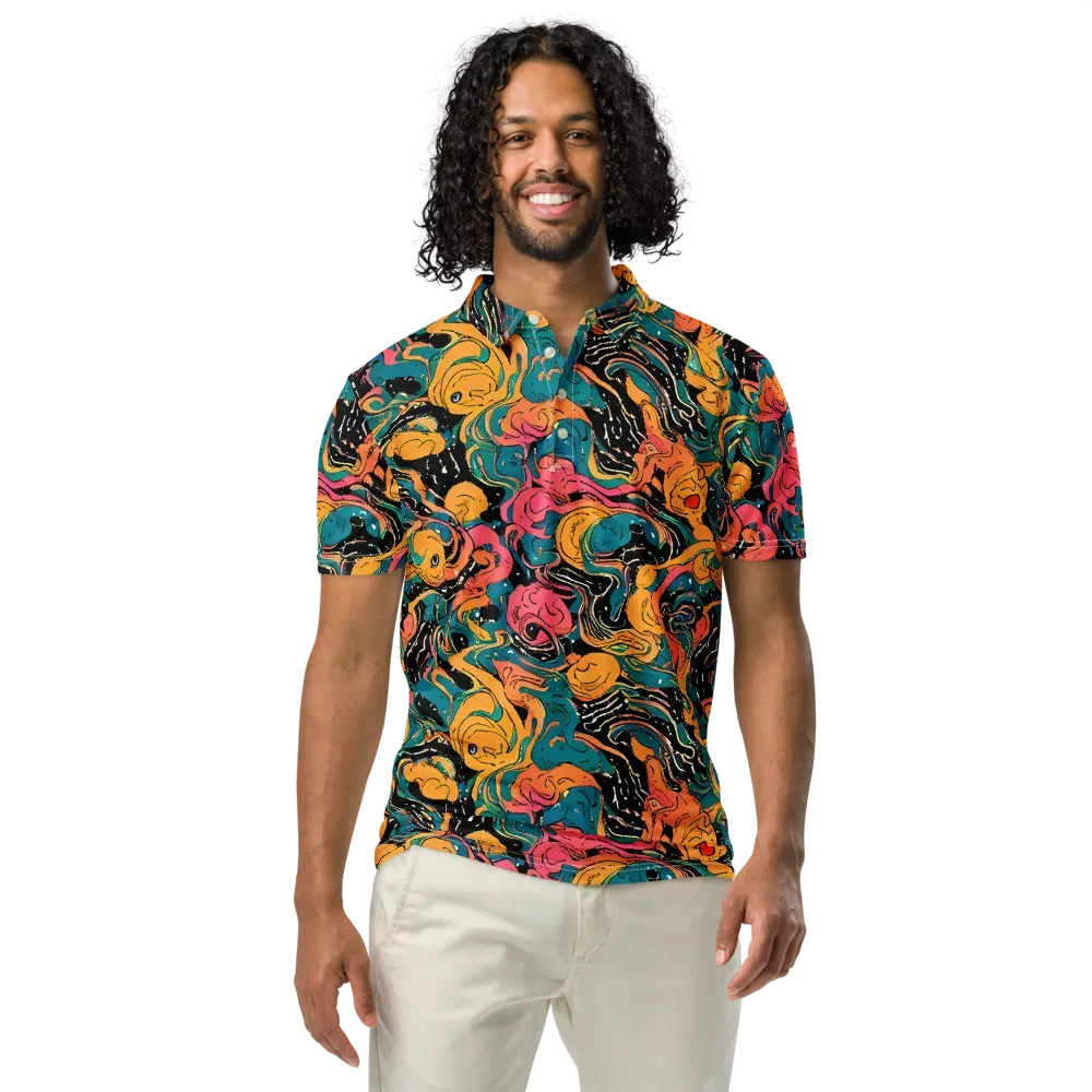 Ink Ocean on Men's Slim Fit Polo Shirt — Front