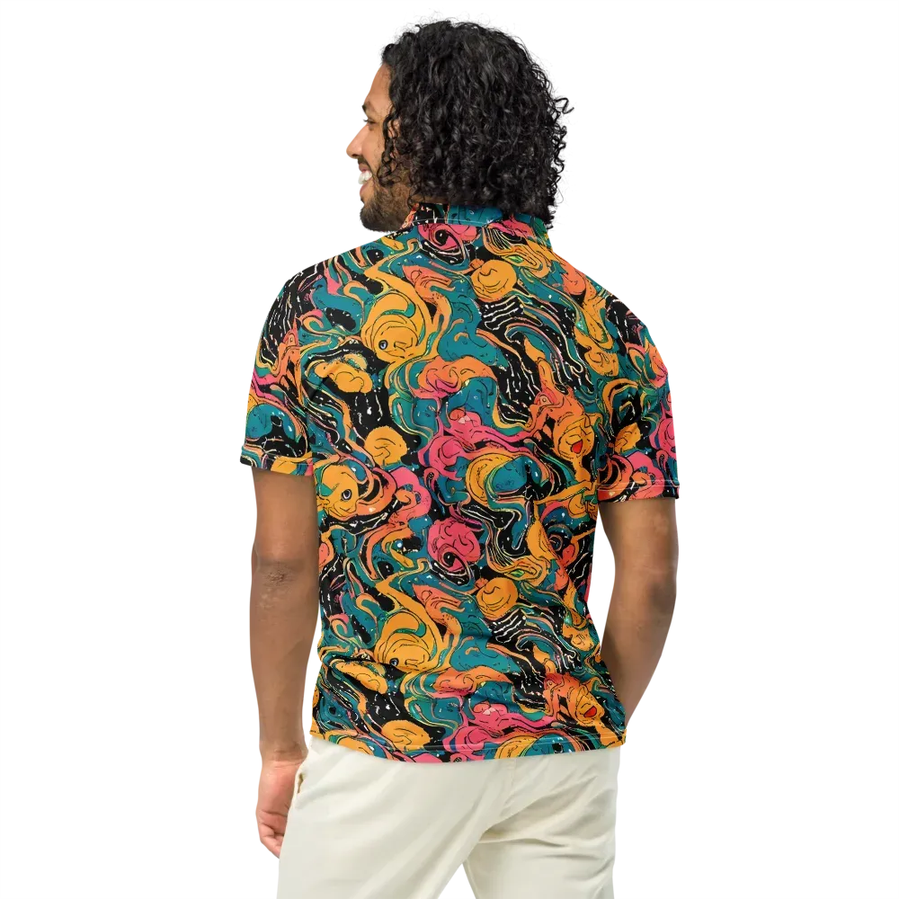 Ink Ocean on Men's Slim Fit Polo Shirt — Back