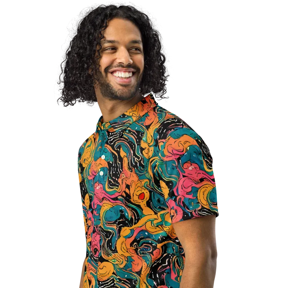 Ink Ocean on Men's Slim Fit Polo Shirt — Left Front