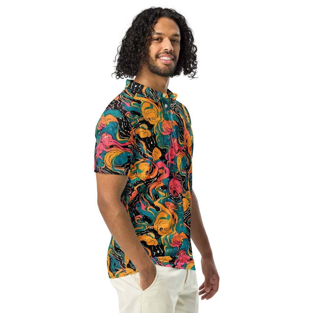Ink Ocean on Men's Slim Fit Polo Shirt — Right Front