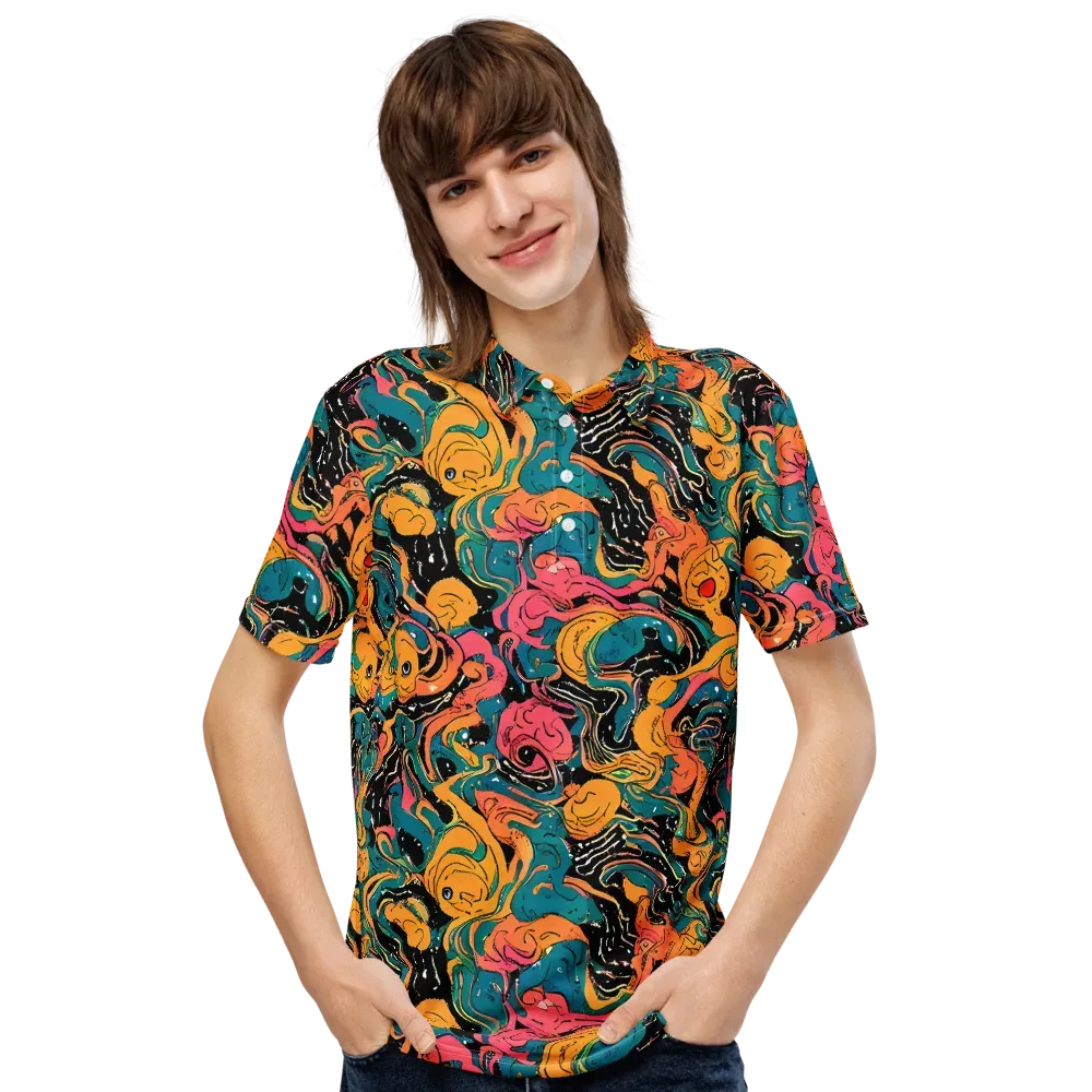 Ink Ocean on Men's Slim Fit Polo Shirt — Front
