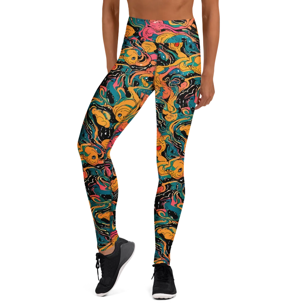 Ink Ocean on Yoga Leggings — Front