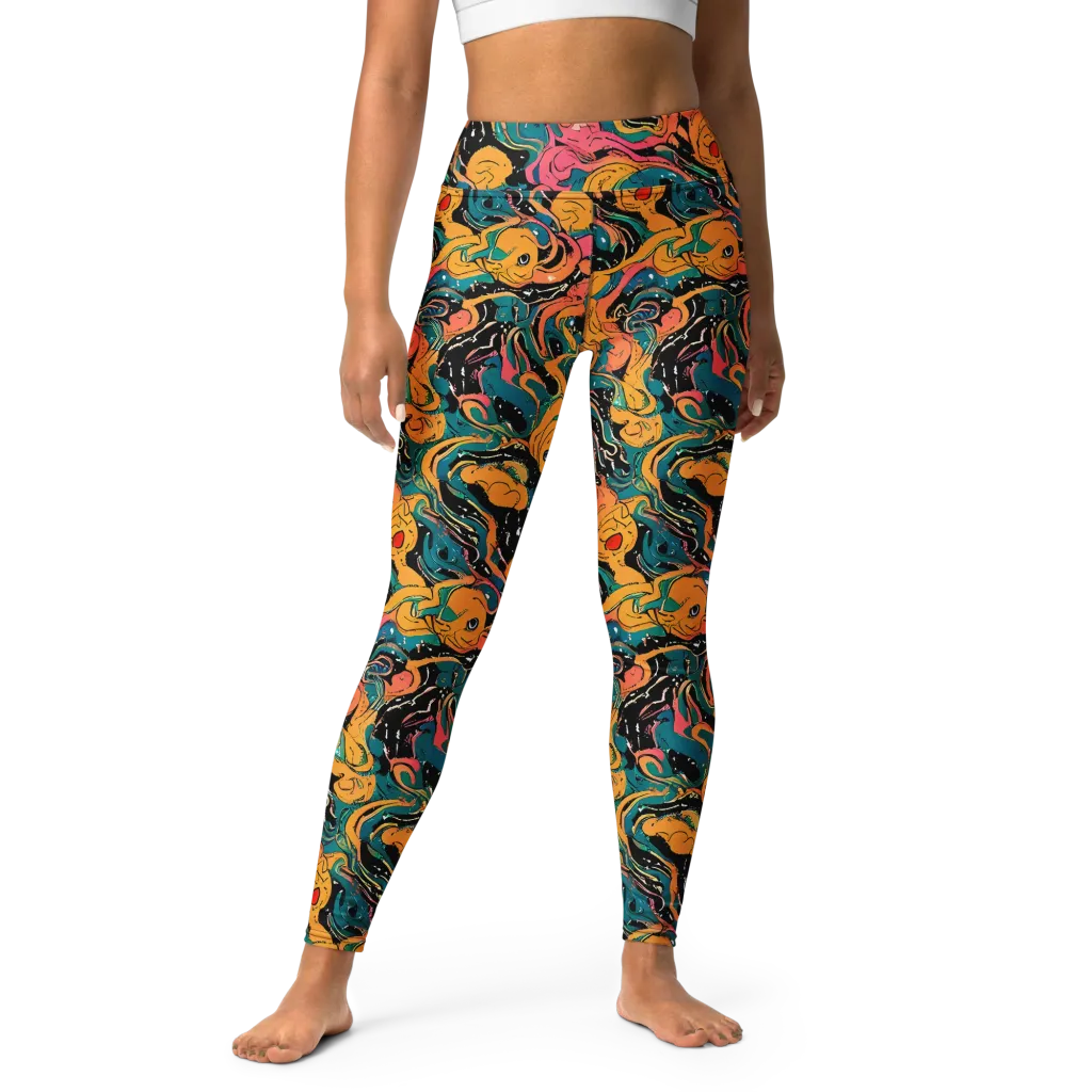 Ink Ocean on Yoga Leggings — Front