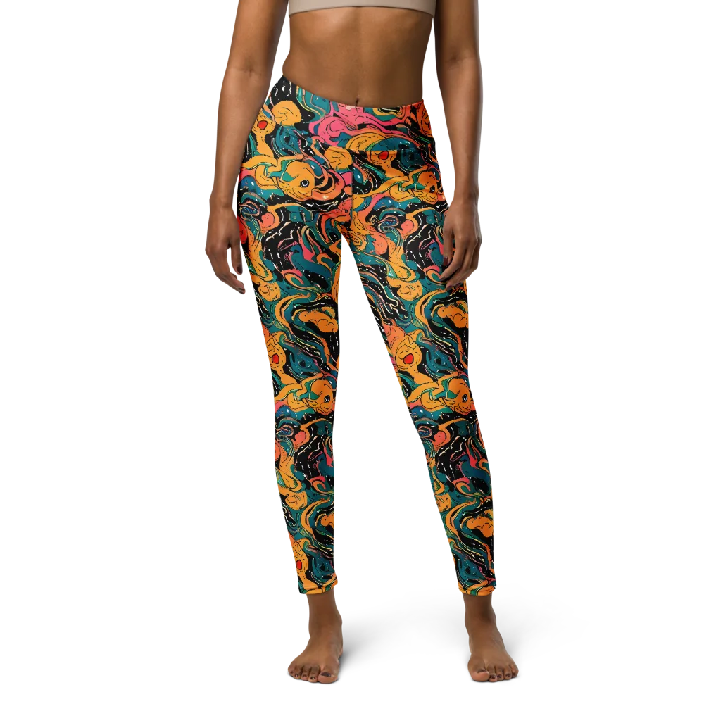 Ink Ocean on Yoga Leggings — Front