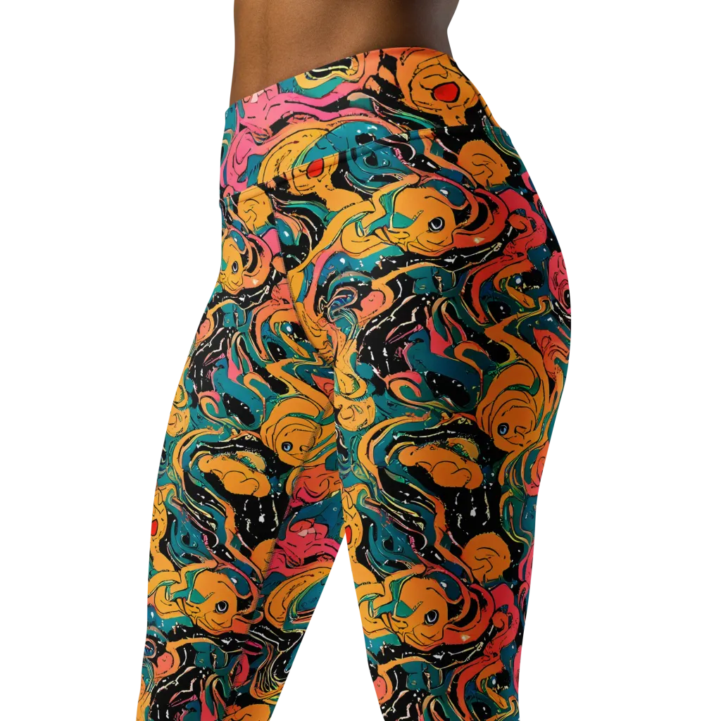 Ink Ocean on Yoga Leggings — Left Front