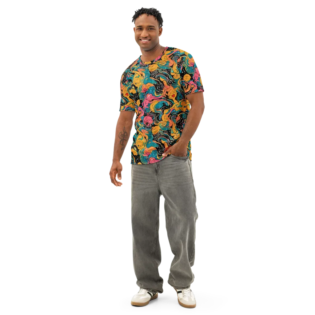 Ink Ocean on Men's Cotton Crew Neck T-Shirt — Front