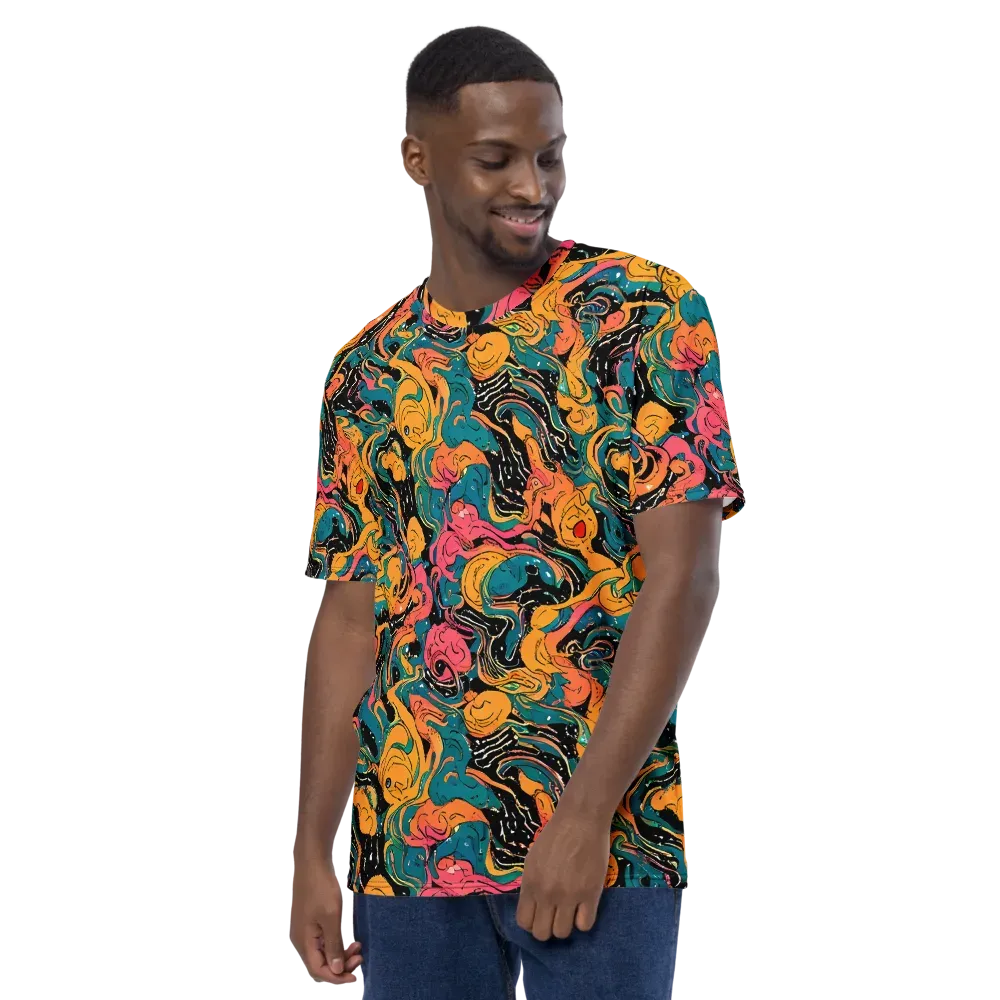 Ink Ocean on Men's Crew Neck T-Shirt — Left